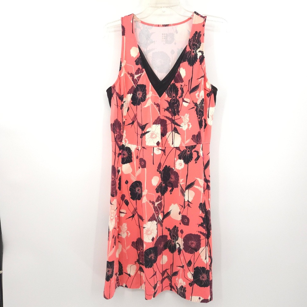 Title Nine Freelance Dress Women M Coral Floral Sleeveless Mesh snap system